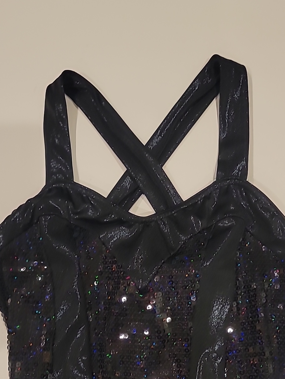 Black Sequin Ruffle Tiered Dress Large 12/14 - Picture 7 of 11